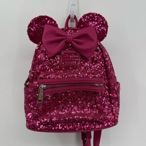 Loungefly Fuchsia Sequin Backpack with Bow